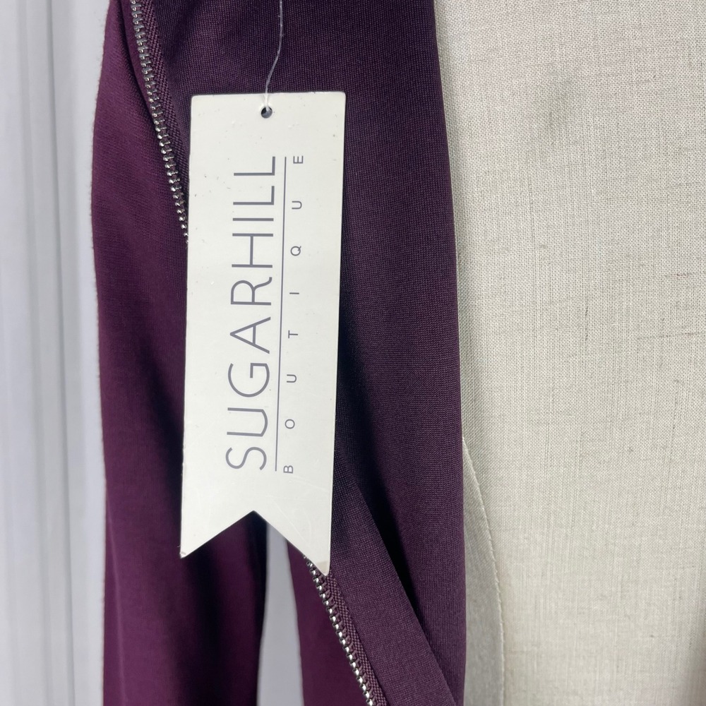NWT Sugarhill Boutique Burgundy Velvet Panel Long Sleeve Bodycon Dress - US6 - Picture 11 of 13